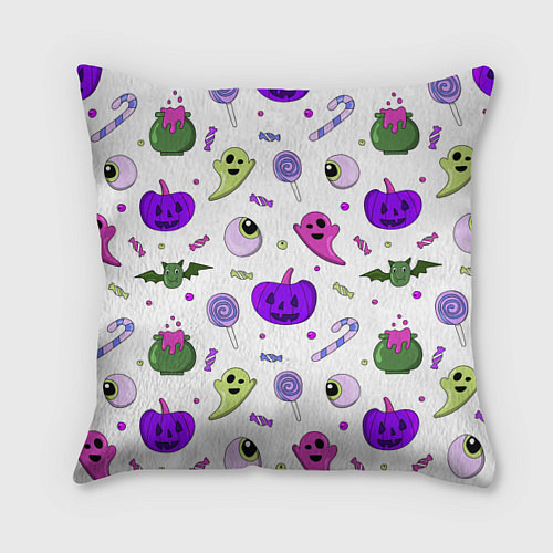 Подушка квадратная Halloween purple pumpkin pattern / 3D-принт – фото 1