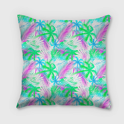 Подушка квадратная Palm green light blue / 3D-принт – фото 1