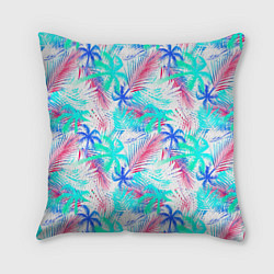 Подушка квадратная Palm blue light blue, цвет: 3D-принт