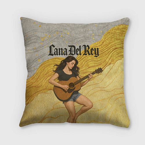 Подушка квадратная Lana Del Rey с гитарой / 3D-принт – фото 1