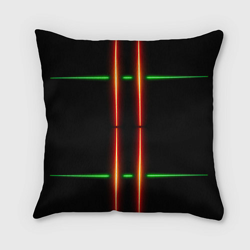 Подушка квадратная Neon green black red line / 3D-принт – фото 1