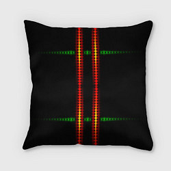 Подушка квадратная Neon black green circles
