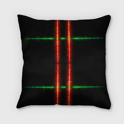 Подушка квадратная Color black green red lines / 3D-принт – фото 1