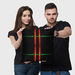 Подушка квадратная Color black green red lines, цвет: 3D-принт — фото 2