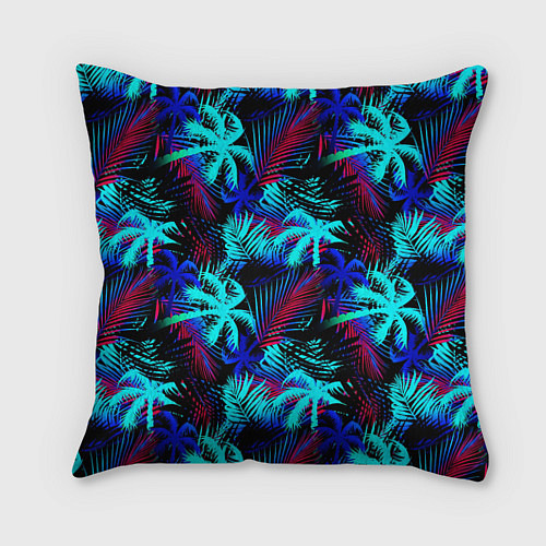 Подушка квадратная Palm blue light blue / 3D-принт – фото 1