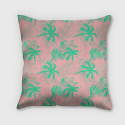 Подушка квадратная Palm turquoise pink, цвет: 3D-принт