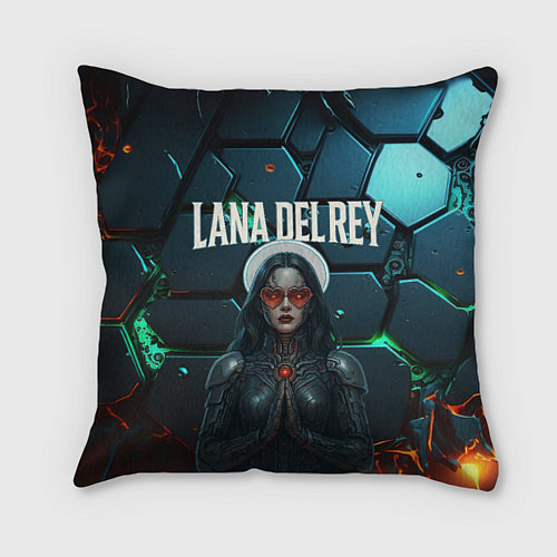 Подушка квадратная Lana Del Rey в стиле киберпанка / 3D-принт – фото 1