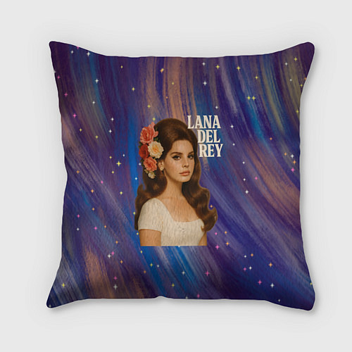 Подушка квадратная Lana Del Rey с цветами в волосах / 3D-принт – фото 1