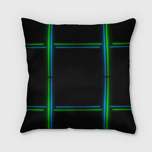 Подушка квадратная Neon green light blue / 3D-принт – фото 1