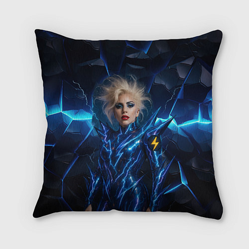 Подушка квадратная Леди Гага женщина молния / 3D-принт – фото 1