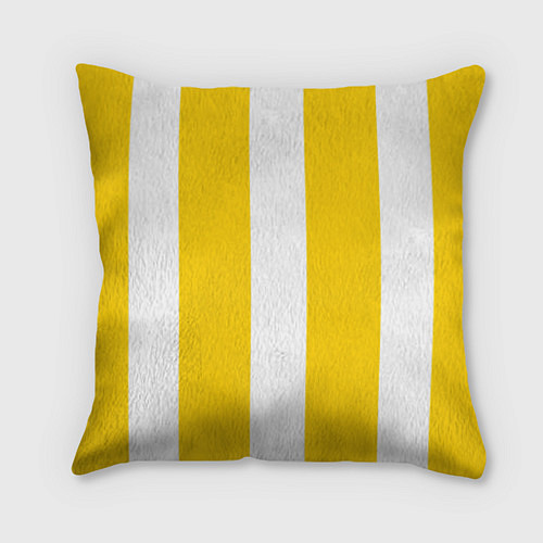 Подушка квадратная Color yellow white line / 3D-принт – фото 1