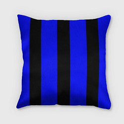 Подушка квадратная Color blue black stripes, цвет: 3D-принт