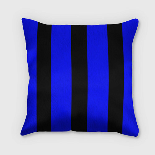 Подушка квадратная Color blue black stripes / 3D-принт – фото 1