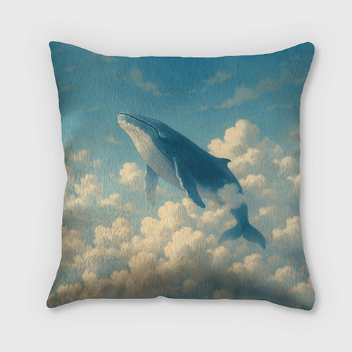 Подушка квадратная Кит в облаках / 3D-принт – фото 1