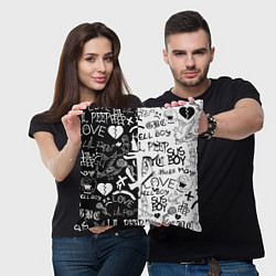 Подушка квадратная Doom x liil peep pattern black, цвет: 3D-принт — фото 2