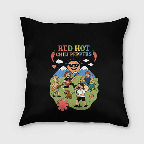 Подушка квадратная Red Hot Chili Peppers, мультяшный стиль / 3D-принт – фото 1