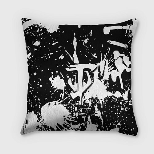 Подушка квадратная Doom белые краски / 3D-принт – фото 1