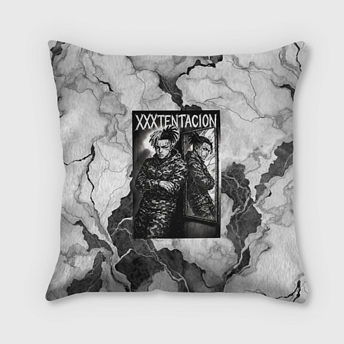 Подушка квадратная XXXTentacion облокотился об зеркало / 3D-принт – фото 1