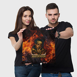 Подушка квадратная XXXTentacion на фоне огня, цвет: 3D-принт — фото 2