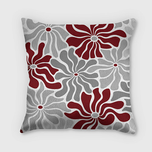 Подушка квадратная Цветы cherry and grey pattern / 3D-принт – фото 1