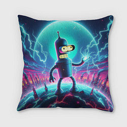 Подушка квадратная Робот-сгибальщик Бендер пропускает через себя молн