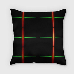 Подушка квадратная Color black green orange stripes