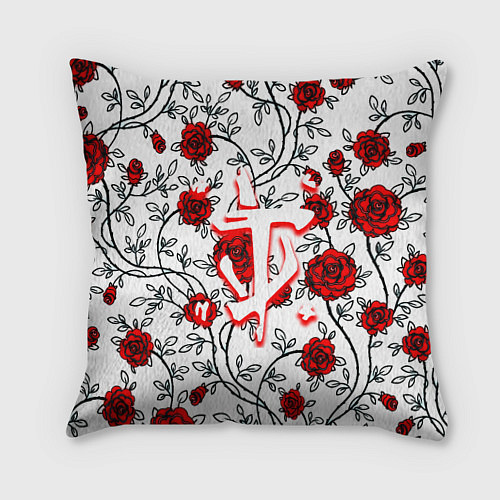 Подушка квадратная Doom розы / 3D-принт – фото 1