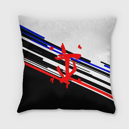 Подушка квадратная Doom line color / 3D-принт – фото 1