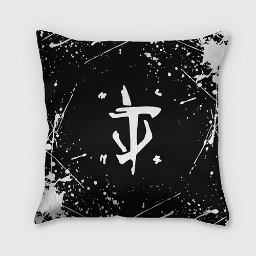 Подушка квадратная Doom краски белые / 3D-принт – фото 1