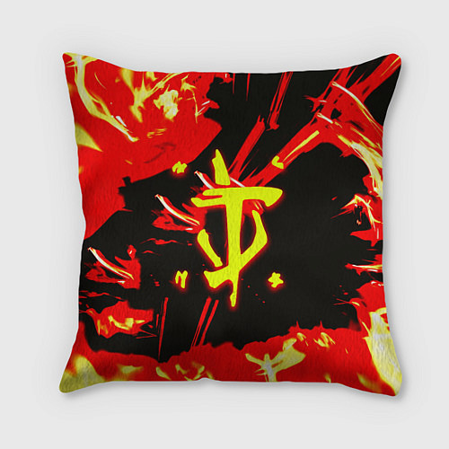 Подушка квадратная Doom огненный / 3D-принт – фото 1
