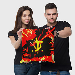 Подушка квадратная Doom огненный, цвет: 3D-принт — фото 2