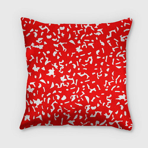 Подушка квадратная Красный яркий камуфляж / 3D-принт – фото 1