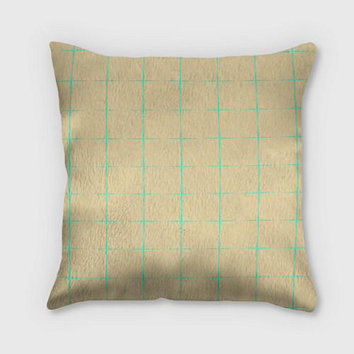 Подушка квадратная Color beige green crosses / 3D-принт – фото 1