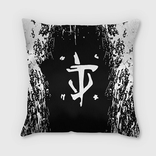 Подушка квадратная Doom краска белая текстура / 3D-принт – фото 1