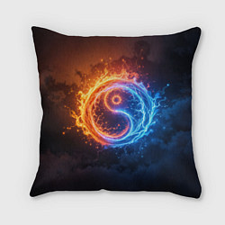 Подушка квадратная Инь ян огонь и лёд