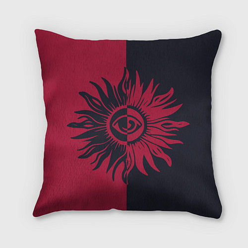 Подушка квадратная Солнце красно-синее / 3D-принт – фото 1