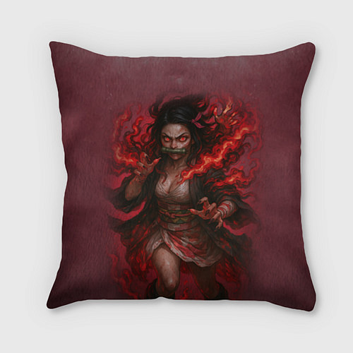 Подушка квадратная Незуко Камадо реализм / 3D-принт – фото 1