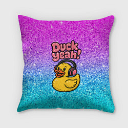 Подушка квадратная Duck yeah - утка в наушниках
