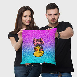 Подушка квадратная Duck yeah - утка в наушниках, цвет: 3D-принт — фото 2