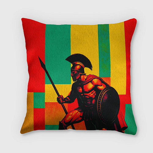Подушка квадратная Спартанский воин поп-арт / 3D-принт – фото 1