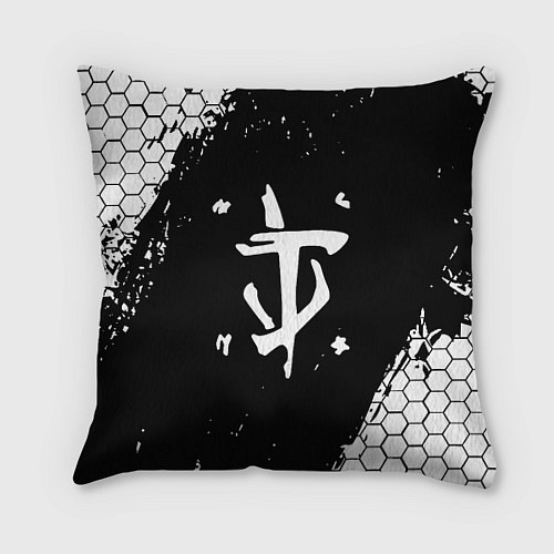 Подушка квадратная Doom соты краски / 3D-принт – фото 1