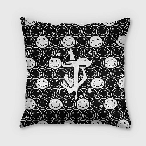 Подушка квадратная Doom x nirvana pattern / 3D-принт – фото 1