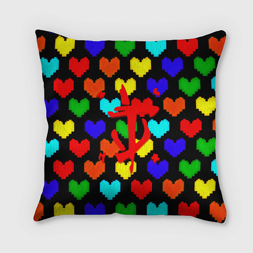 Подушка квадратная Doom love pixel pattern / 3D-принт – фото 1