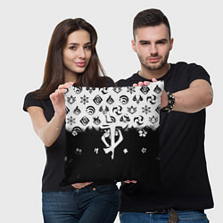 Подушка квадратная Doom черно белые аниме, цвет: 3D-принт — фото 2