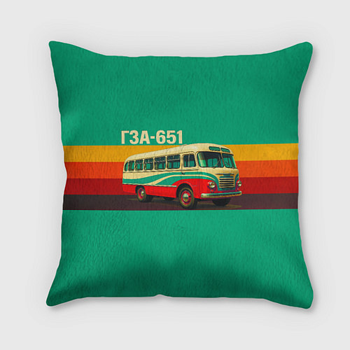 Подушка квадратная Поп-арт автобус ГЗА-651 / 3D-принт – фото 1