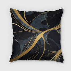 Подушка квадратная Мраморный узор с золотыми полосками