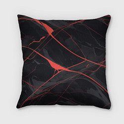 Подушка квадратная Текстура мрамора с красными полосками, цвет: 3D-принт