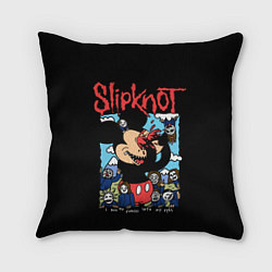Подушка квадратная Слипкнот и Микки Маус - I push my fingers into my, цвет: 3D-принт
