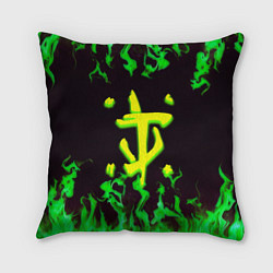 Подушка квадратная Doom зелёный огонь