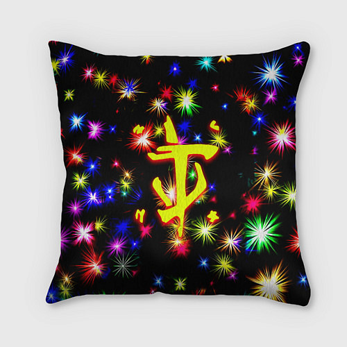 Подушка квадратная Doom новогодние искры / 3D-принт – фото 1